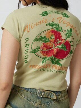 Urban Outfitters Vinnie's Veggies Tomatoes Graphic Baby Tee Crop Top